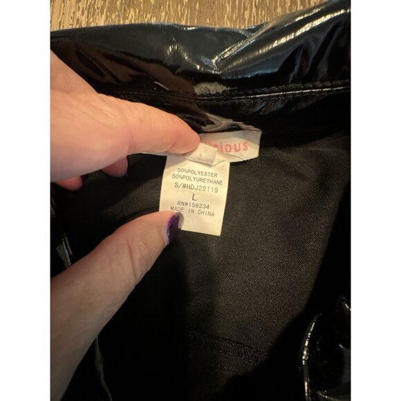 Hot & Delicious Zip Large Black Polyurethane Crop Biker Moto Jacket Wet Look - Picture 9 of 12